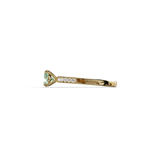 Green Round Pave Set Minimalist Engagement Ring - Nova Signature