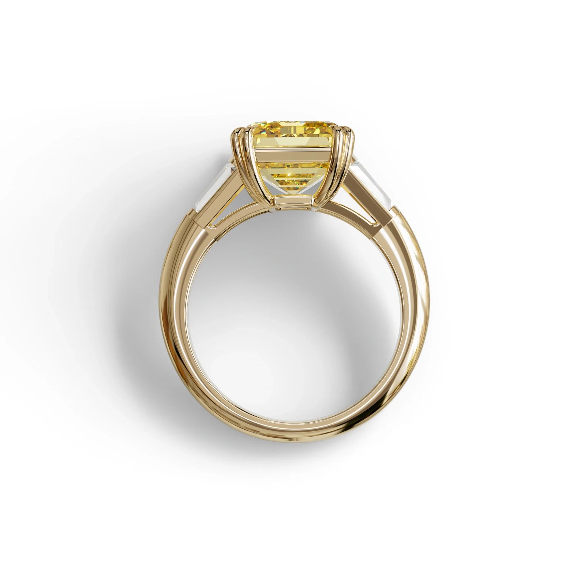 3 Carat Yellow Emerald & Baguette Cut Multi Stone Lab Diamond Ring - Lami