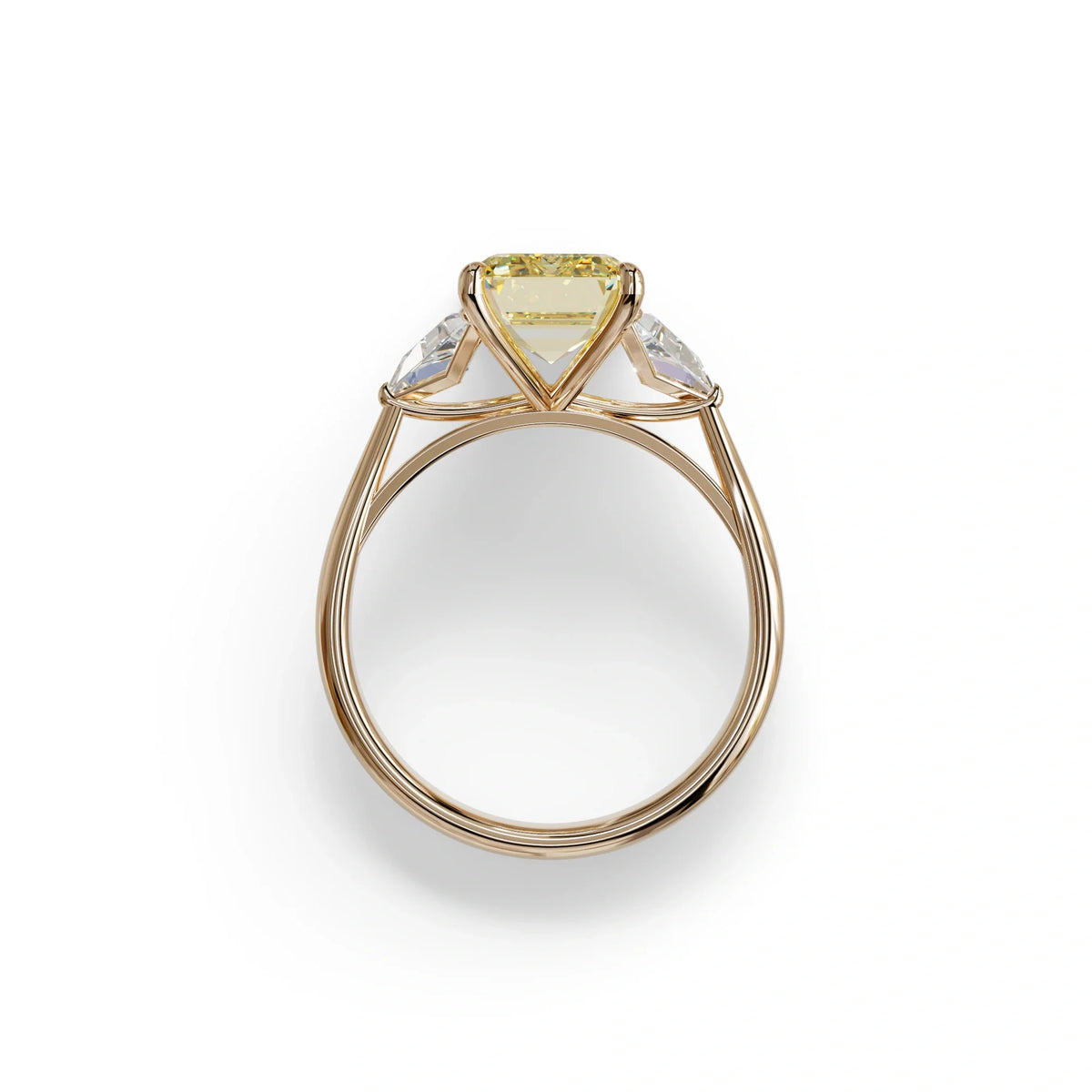 3Ct Fancy Intense Yellow Emerald Cut Lab Grown Diamond Three Stone Engagement Ring - Polaris