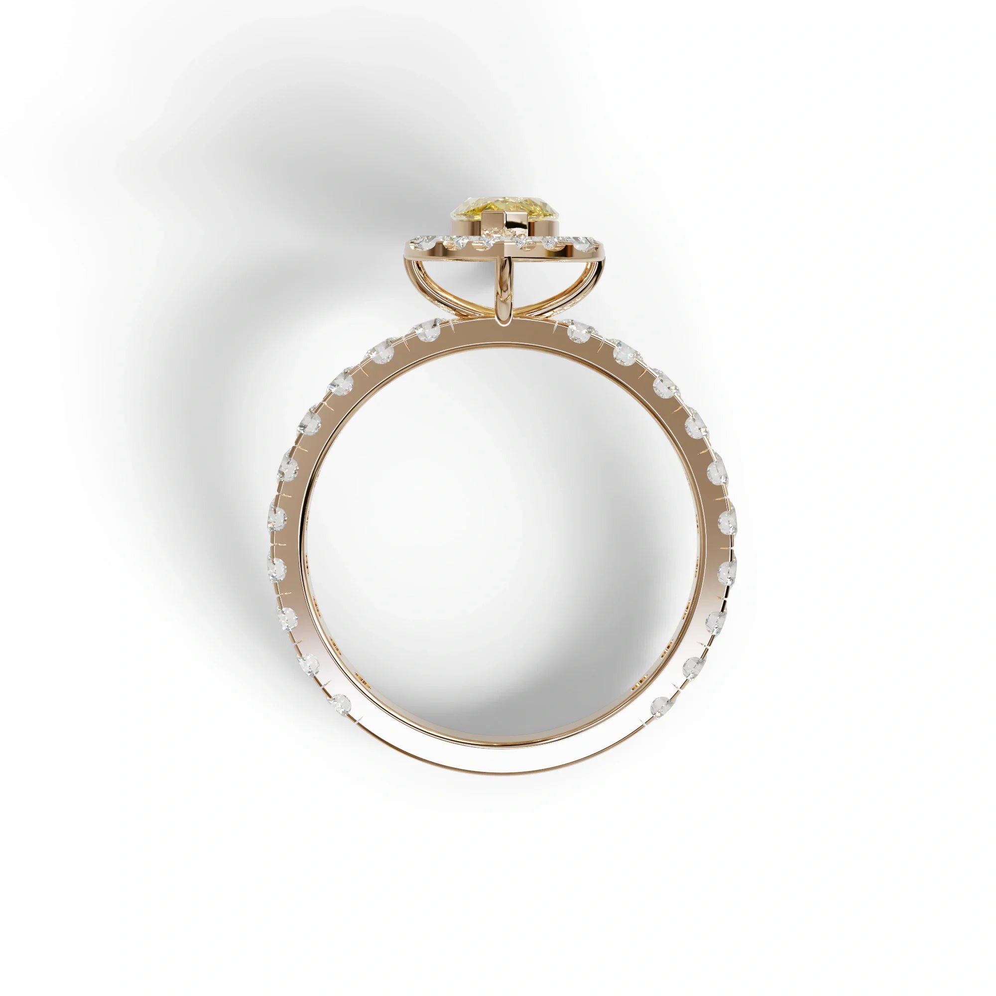 1 Carat Yellow Marquise Halo Pave Lab Grown Diamond Ring - Luxe