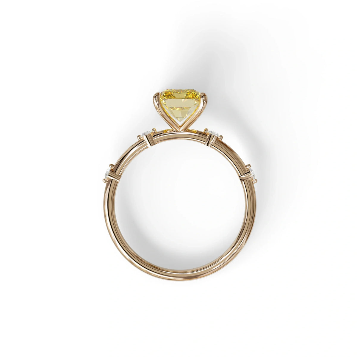 2 Ct Fancy Vivid Yellow Radiant Cut Lab Grown Diamond Engagement Ring | Space-Chanel Setting - Elaria