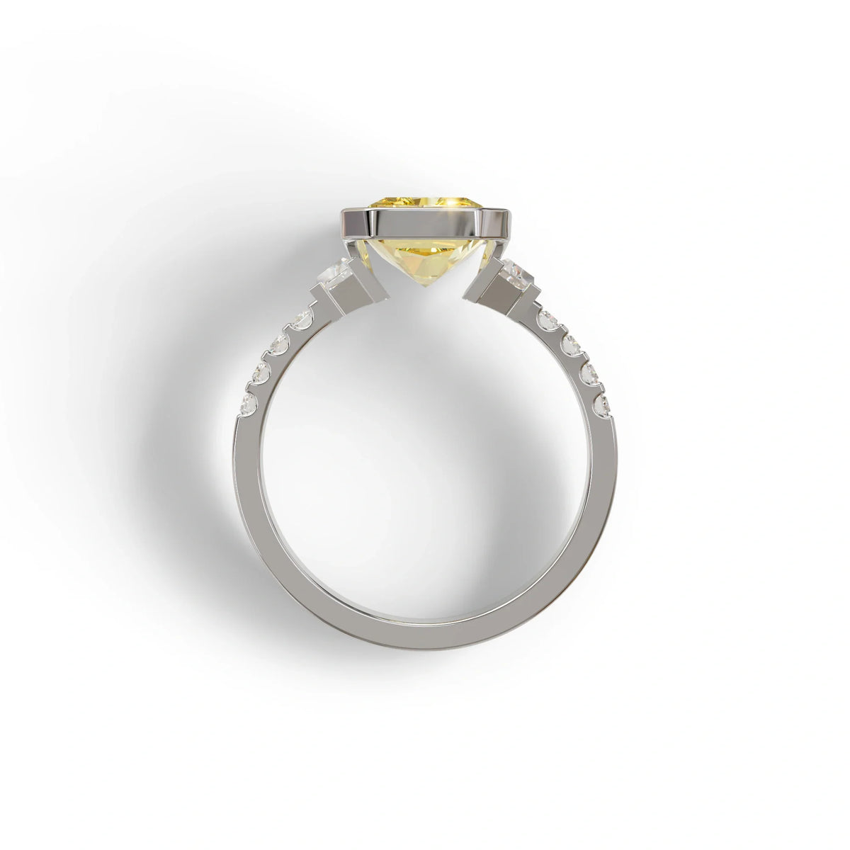 3 Carat Yellow Radiant Cut Three Stone Lab Diamond Engagement Ring - Adiamor