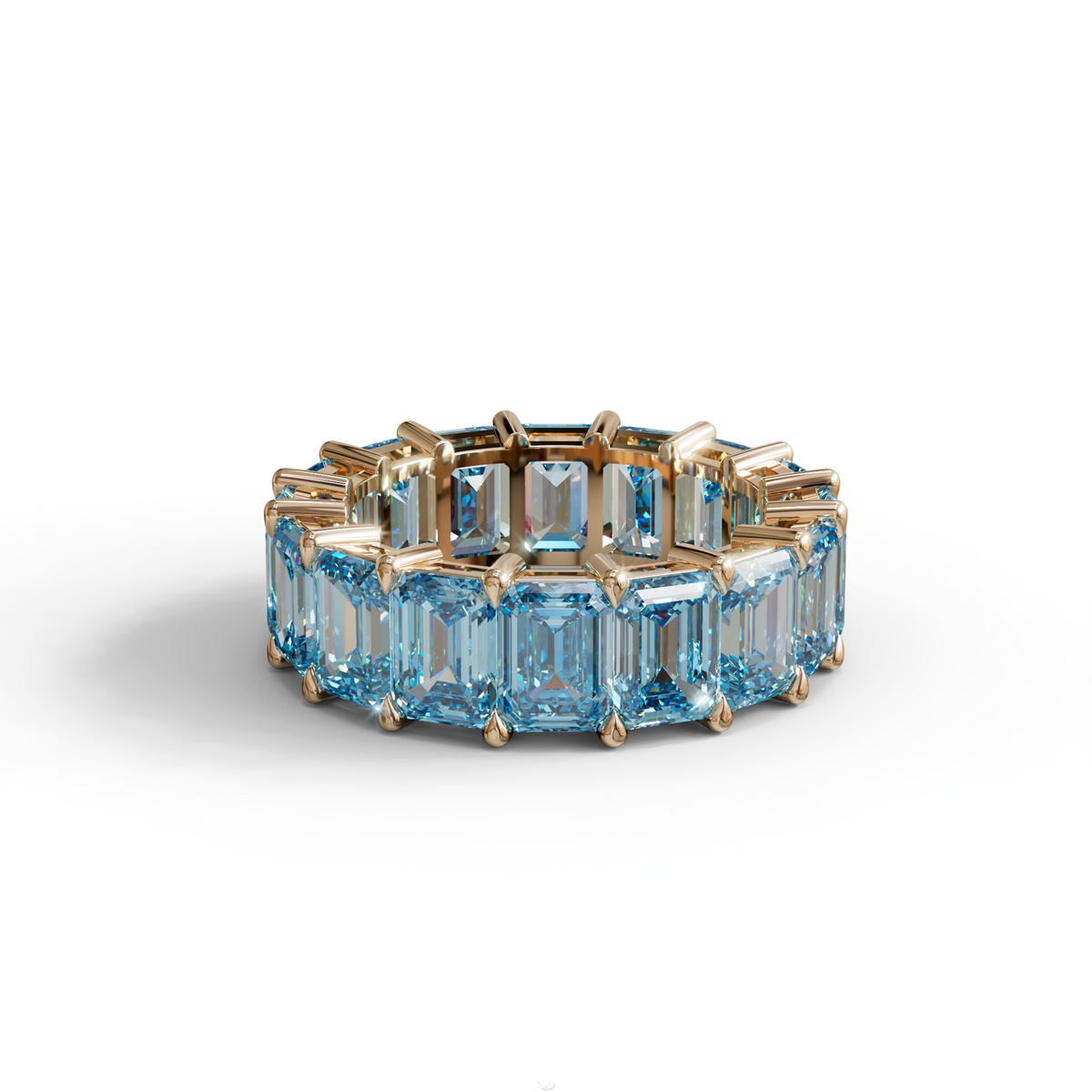 Lab‑Grown Blue Emerald‑Cut Diamond Band – Classic Full‑Eternity Style
