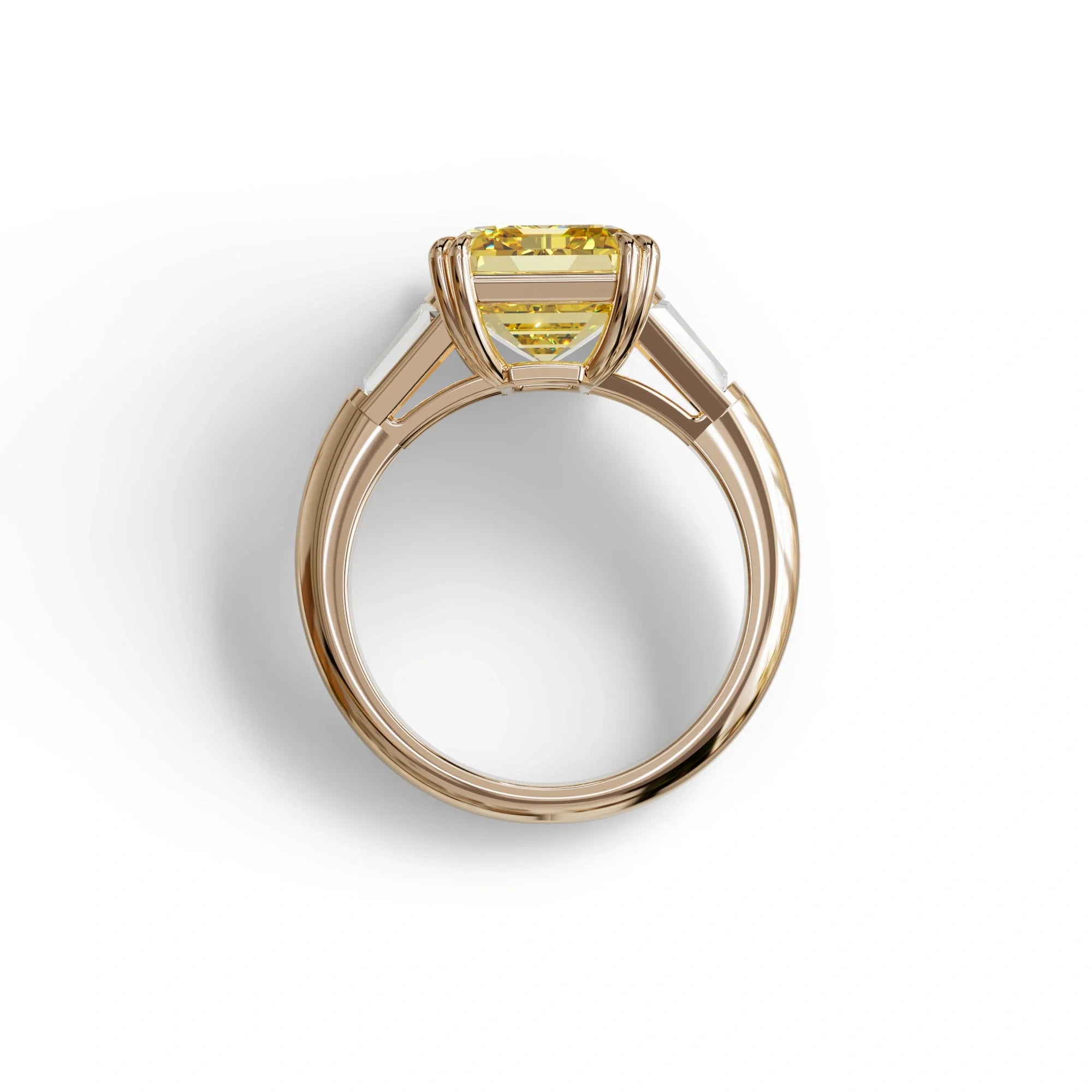 3 Carat Yellow Emerald & Baguette Cut Multi Stone Lab Diamond Ring - Lami