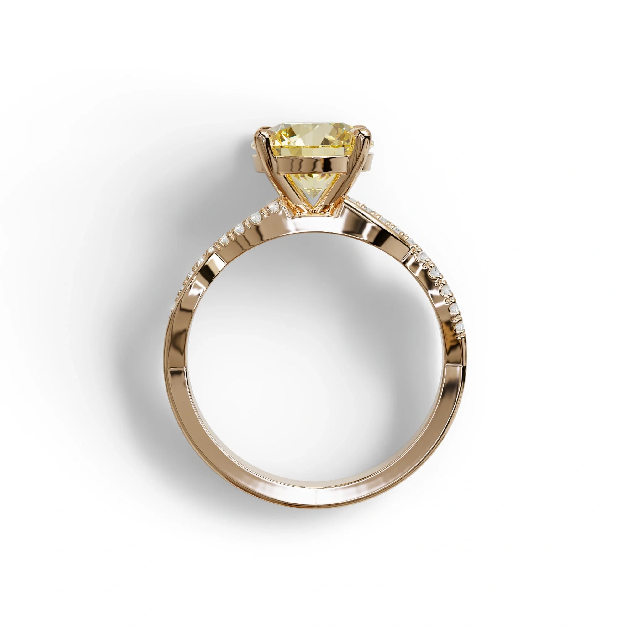 3 Carat Yellow Round Cut Lab Diamond Ring - Infinity Cross