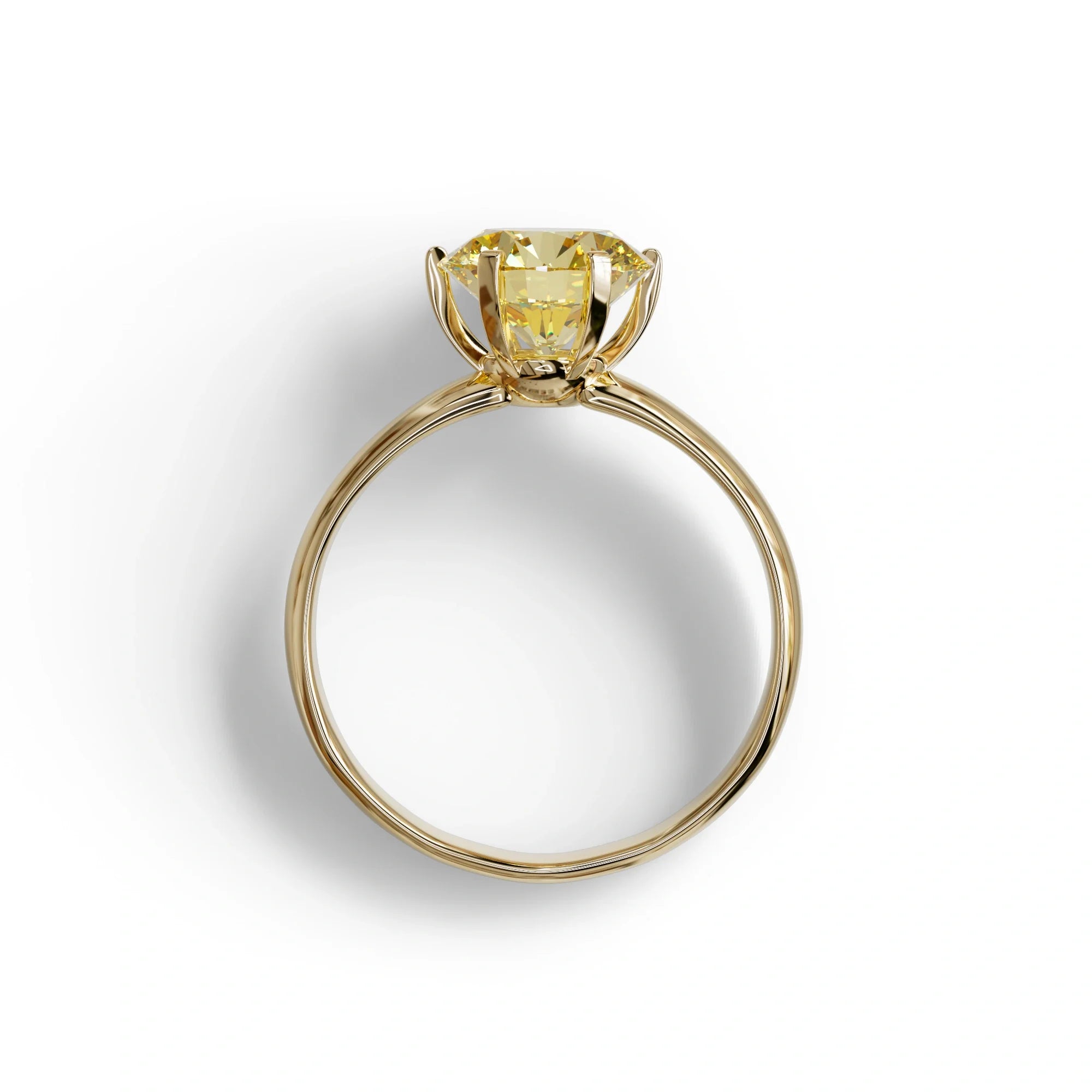2 Carat Yellow Round Cut Solitaire Lab Diamond Ring - Fury