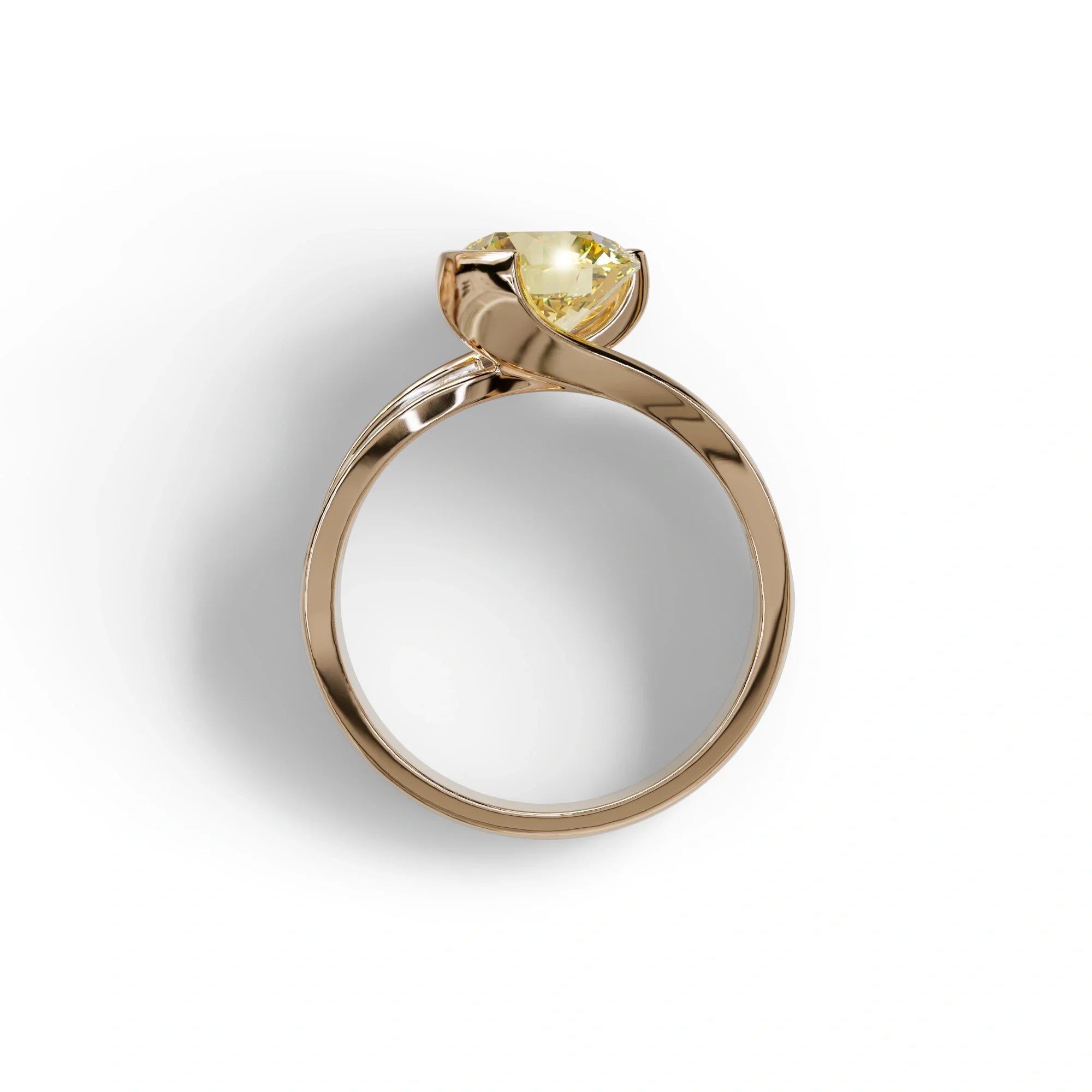 2 Carat Yellow Round Shaped Channel Set Lab Diamond Engagement Ring - Avonlea