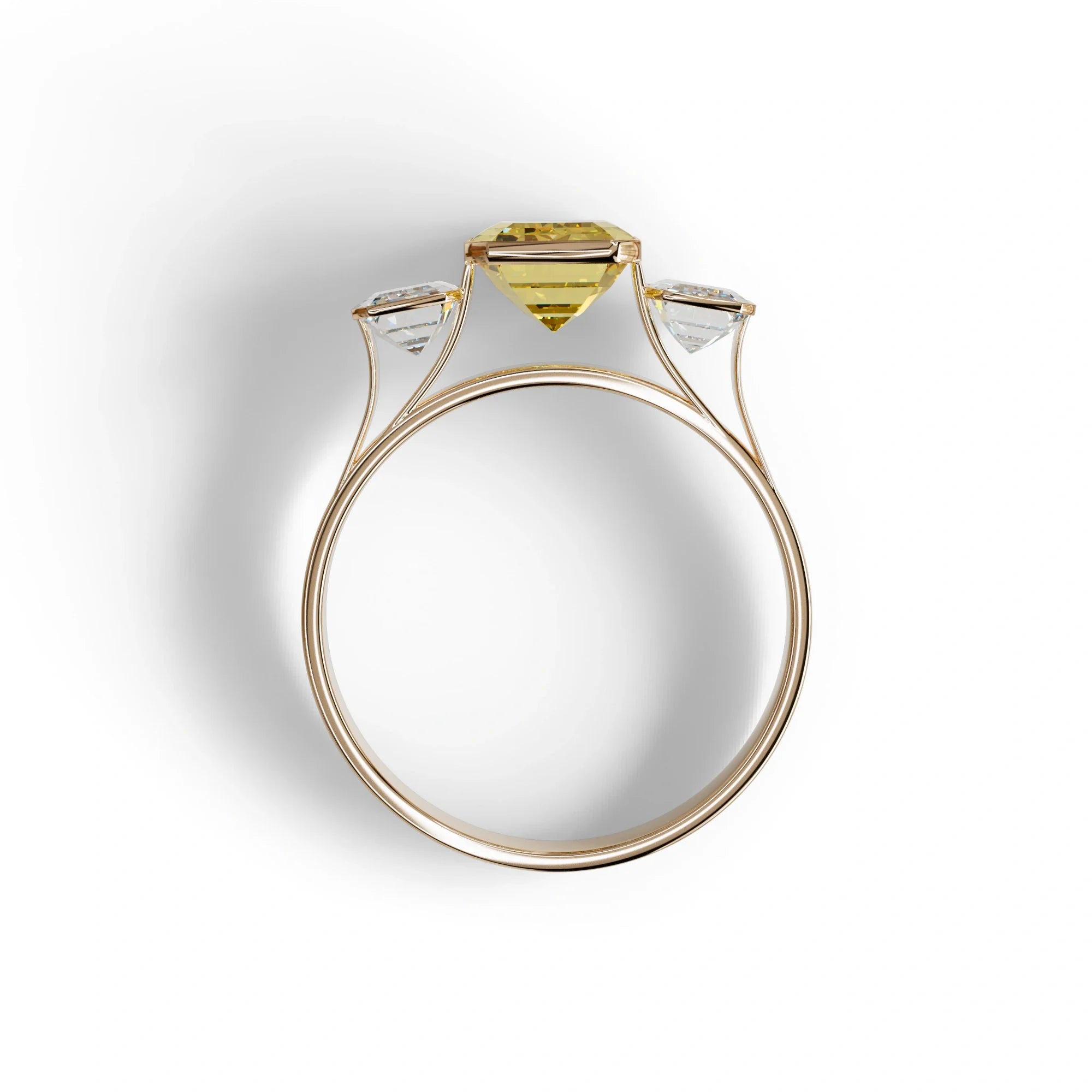 Three Stone 3 Carat Emerald Cut lab grown Diamond Engagement Ring - Elaris