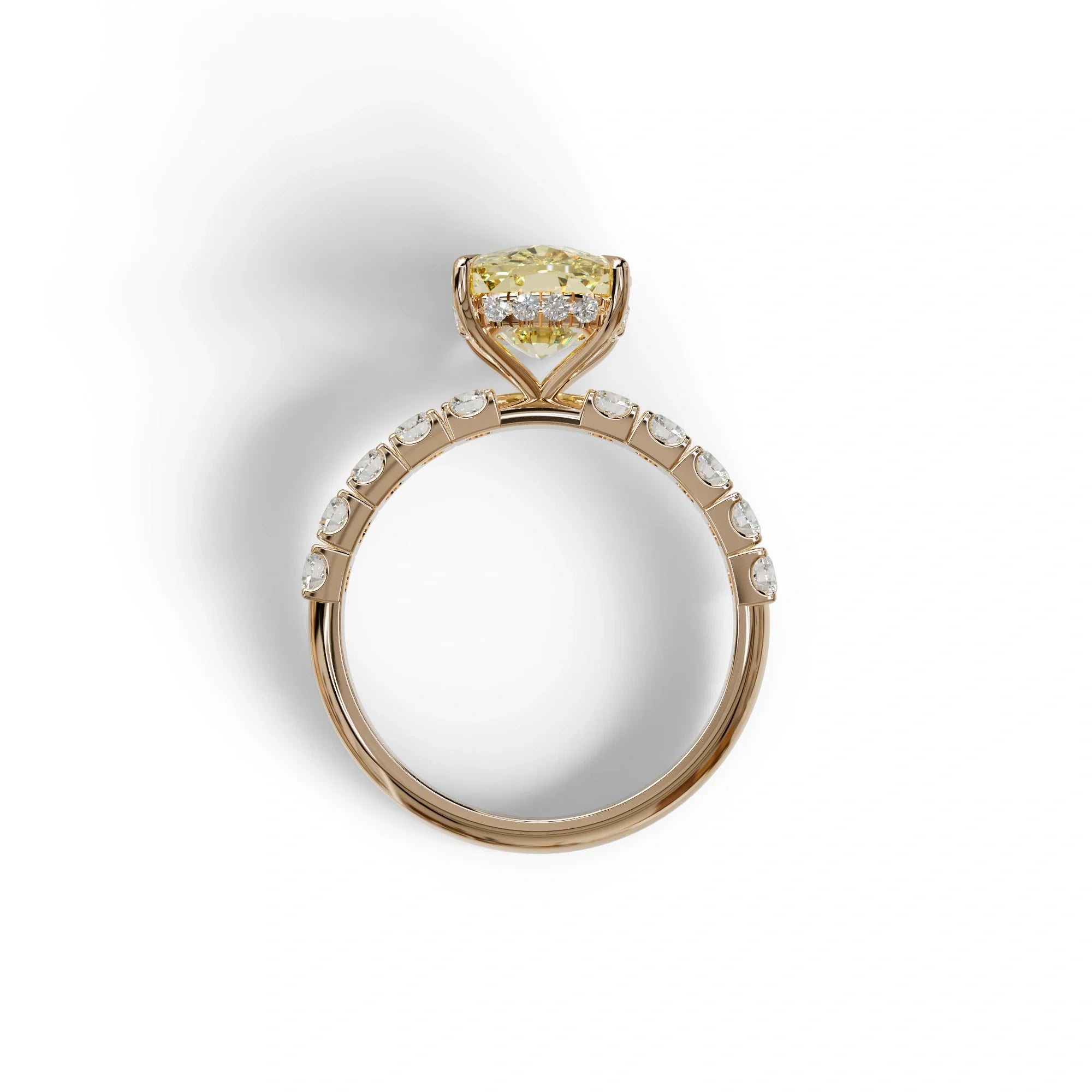 4 Carat Yellow Cushion Cut Hidden Halo Eternity Lab Diamond Engagement Ring - Sandrine