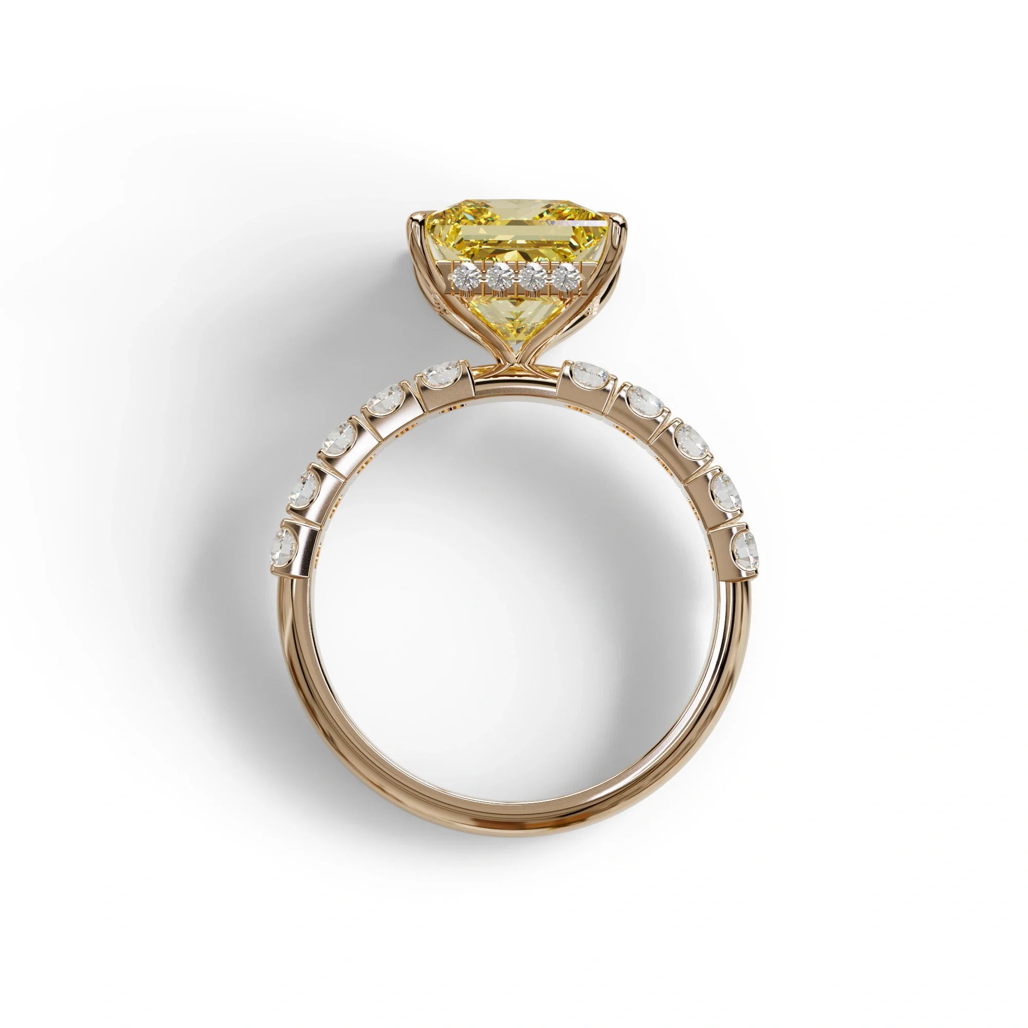 3 Carat Yellow Princess Cut Pave Lab Created Ring - Elysia