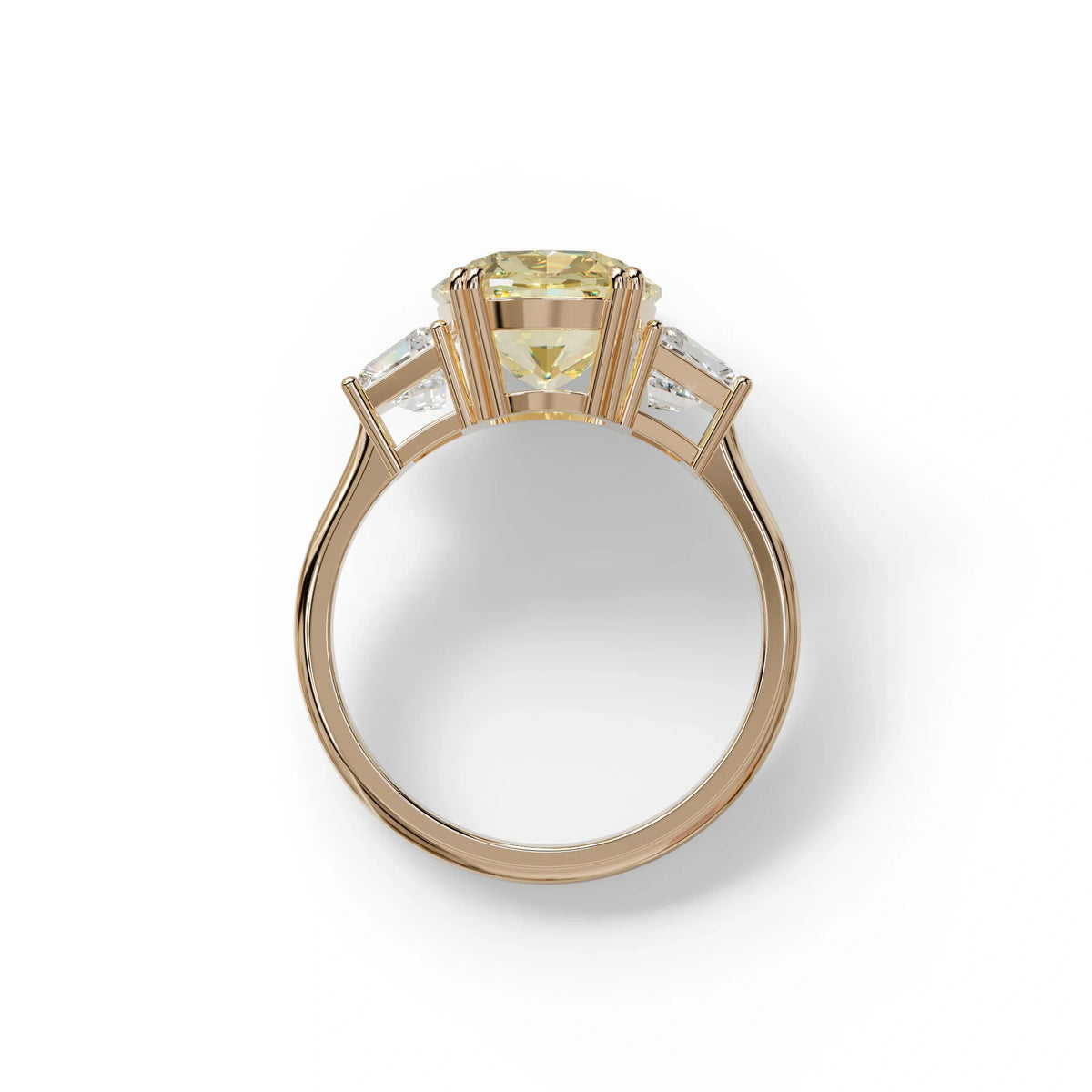 3.5 Carat Yellow Lab Grown Diamond Engagement Ring · Cushion Cut Three Stone | Trilogy - view 8