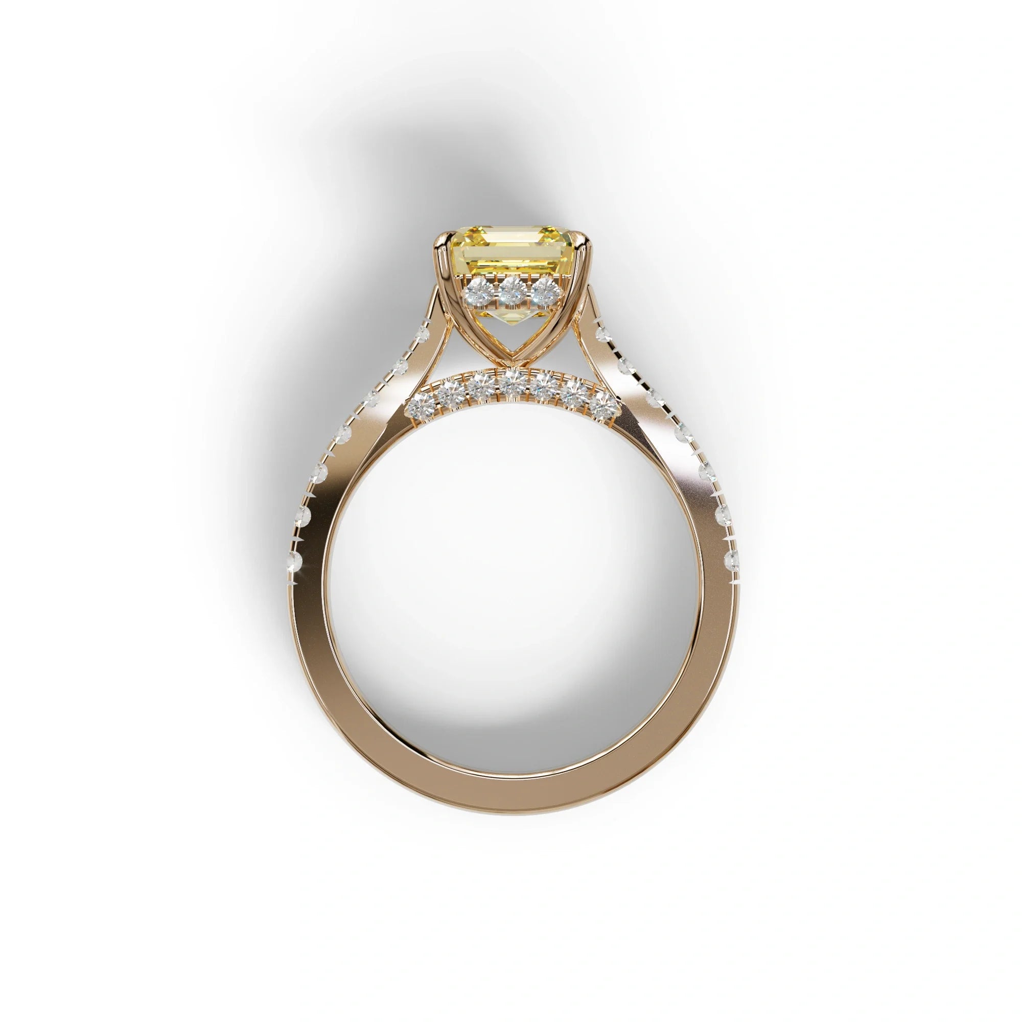 2 Carat Yellow Asscher Cut Lab Grown Diamond Engagement Ring | Hidden Halo & Pave - Kay