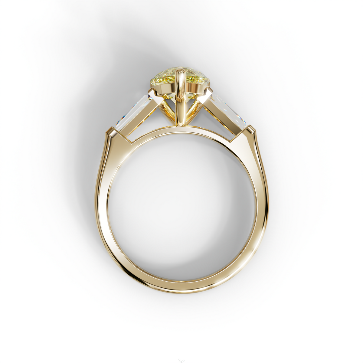 3 Carat Pear Cut Yellow Lab Diamond Engagement Ring - Bella