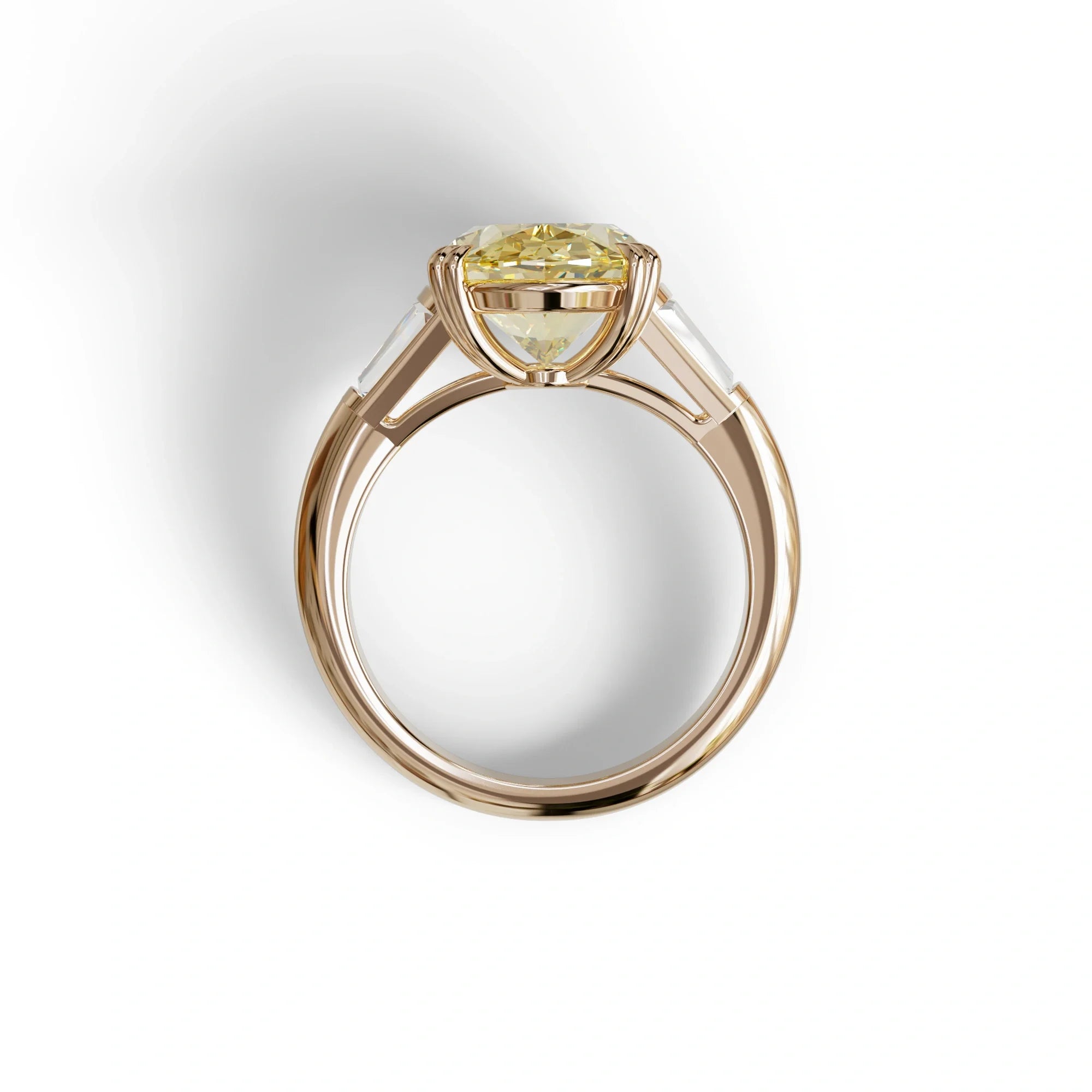 3 Carat Yellow Oval & Baguette Lab Diamond Ring - Persi