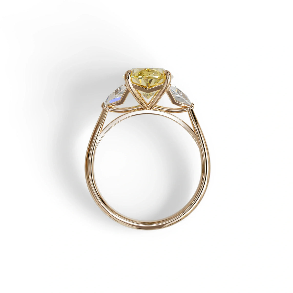 3Ct Yellow Oval Cut Lab Grown Diamond Three Stone Engagement Ring - Myza