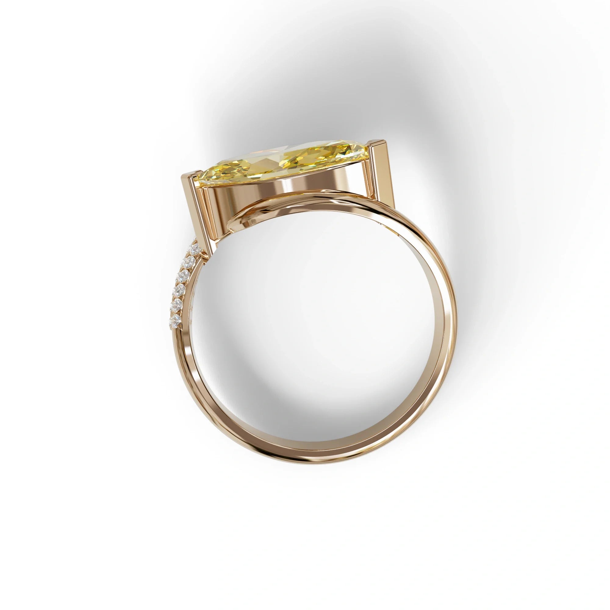 2 Carat Fancy Yellow Marquise Cut Lab Grown Diamond Engagement Ring - Maya