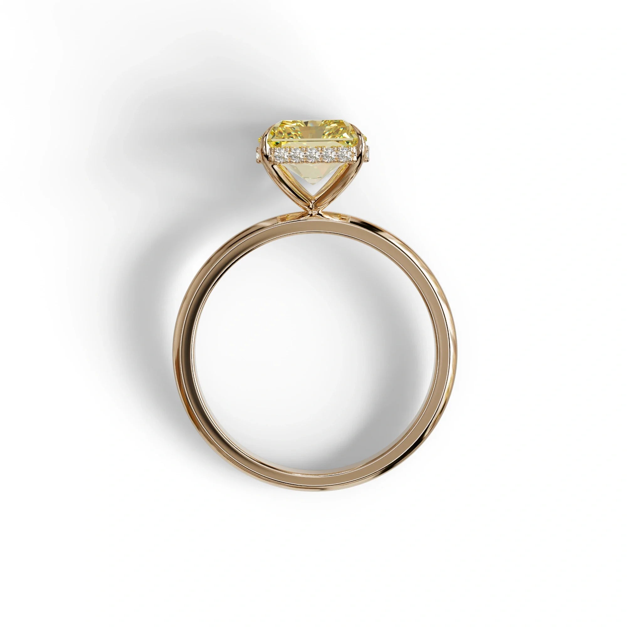 3 Carat Fancy Yellow Radiant Cut Hidden Halo Lab Grown Diamond Engagement Ring