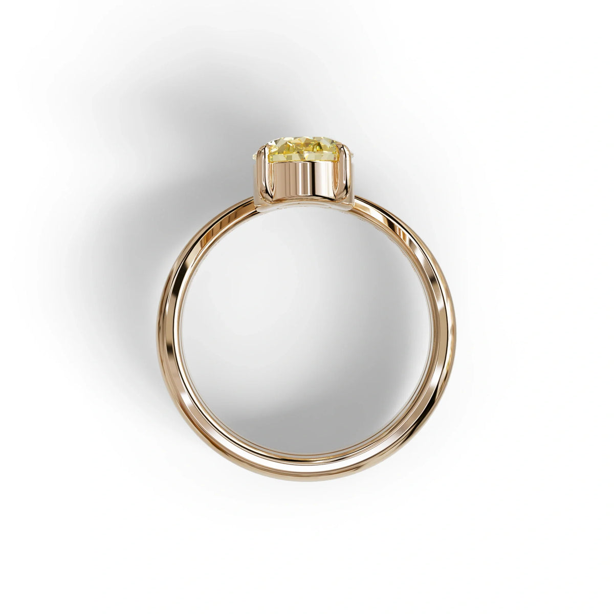 2 Carat Fancy Yellow Oval Cut Lab Grown Diamond Ring | Curve Setting - Brilliance