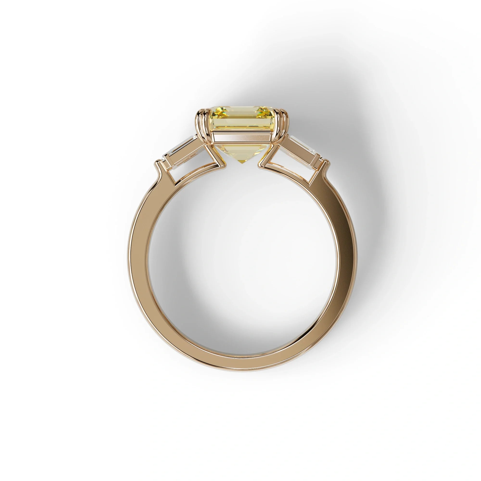 3 Ct Yellow Asscher Cut Lab Diamond Double Claw Prong Setting Ring -Celestial