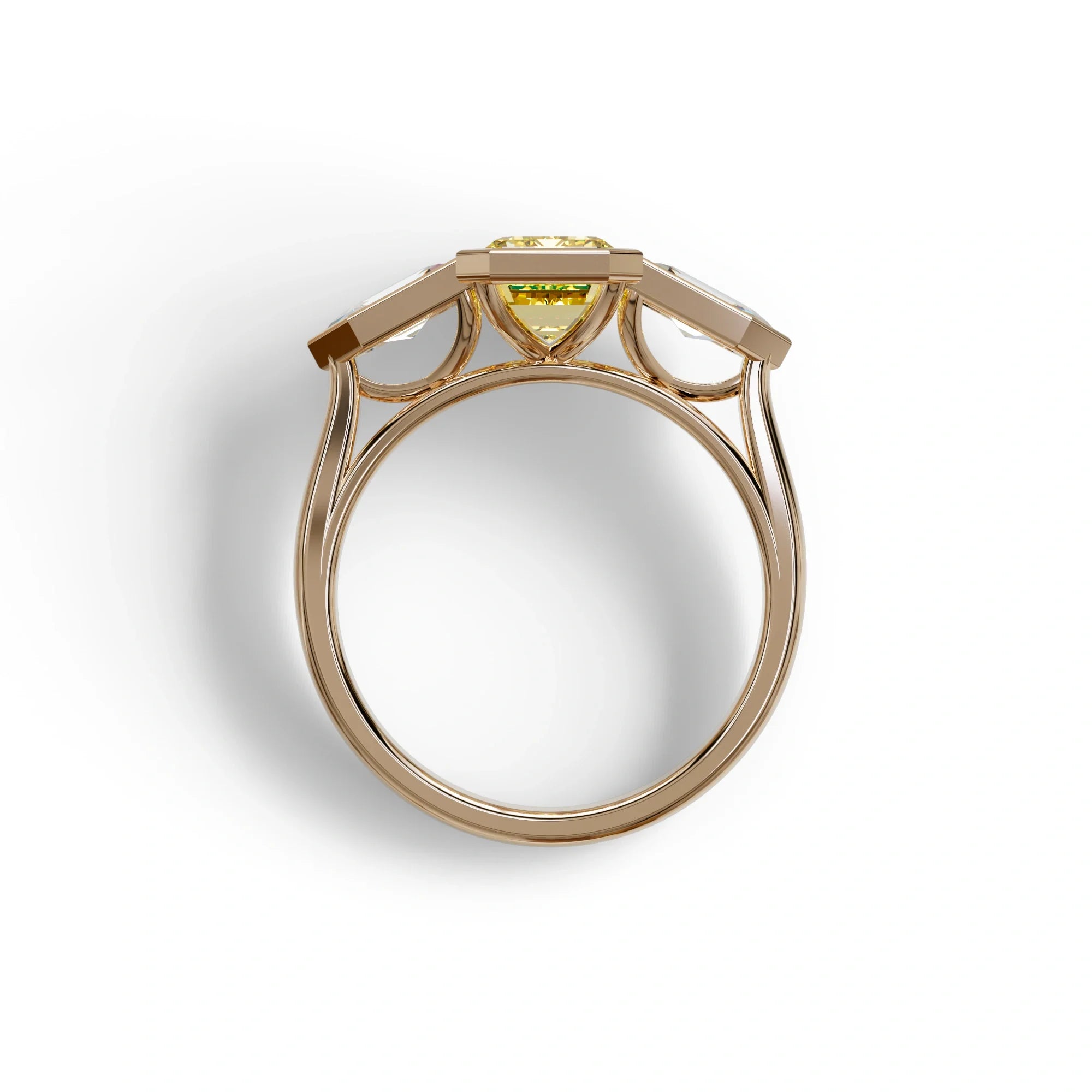3 Ct Fancy Vivid Yellow Emerald Cut Lab Diamond Ring - Lumons