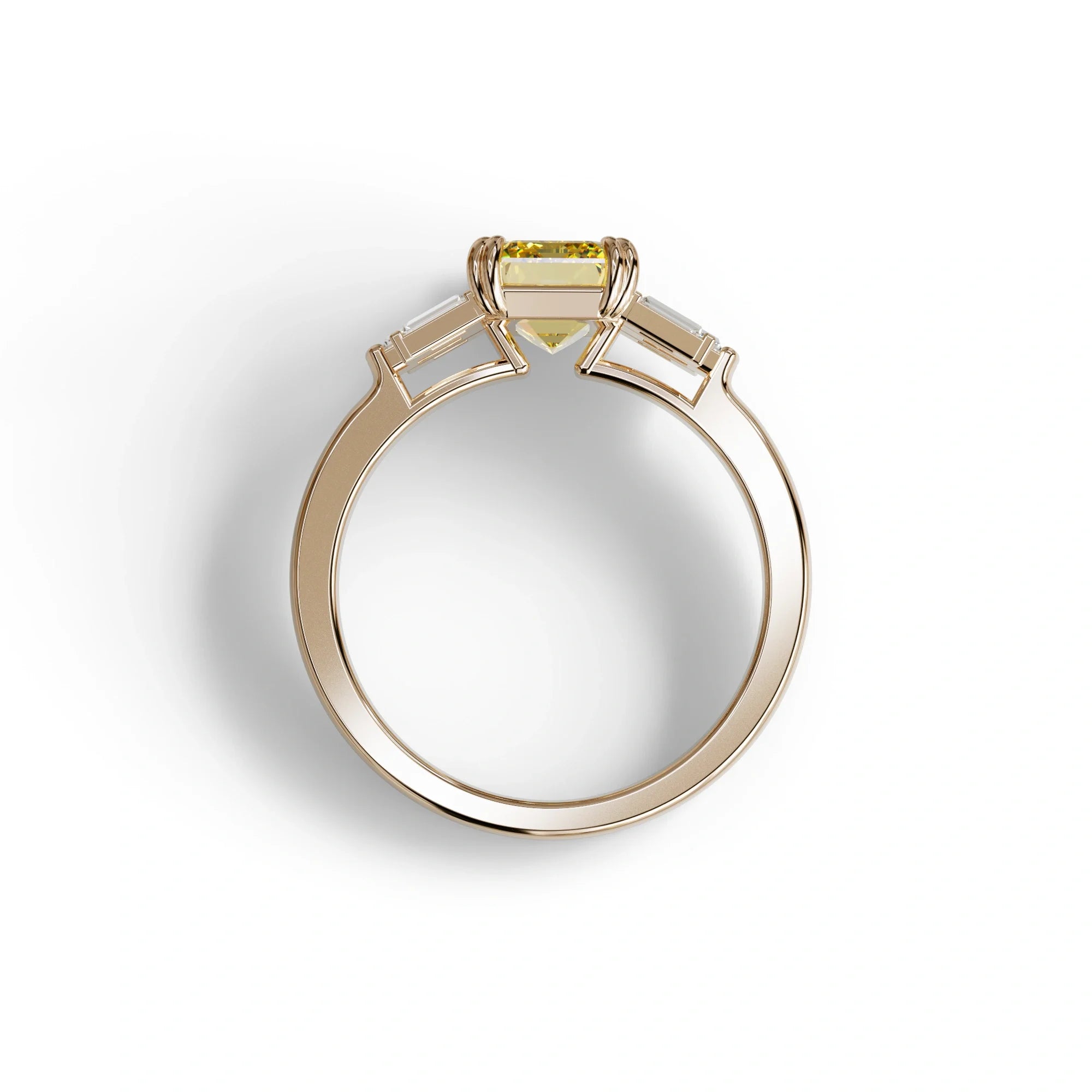 3 Carat Emerald Cut Yellow Lab Grown Diamond Engagement Ring - Leela