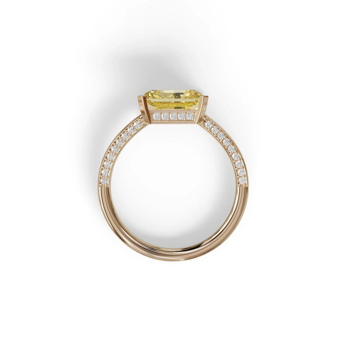 2.5 Ct Yellow Radiant Cut Lab Grown Diamond In Pave-Chanel Setting Ring - Maxine