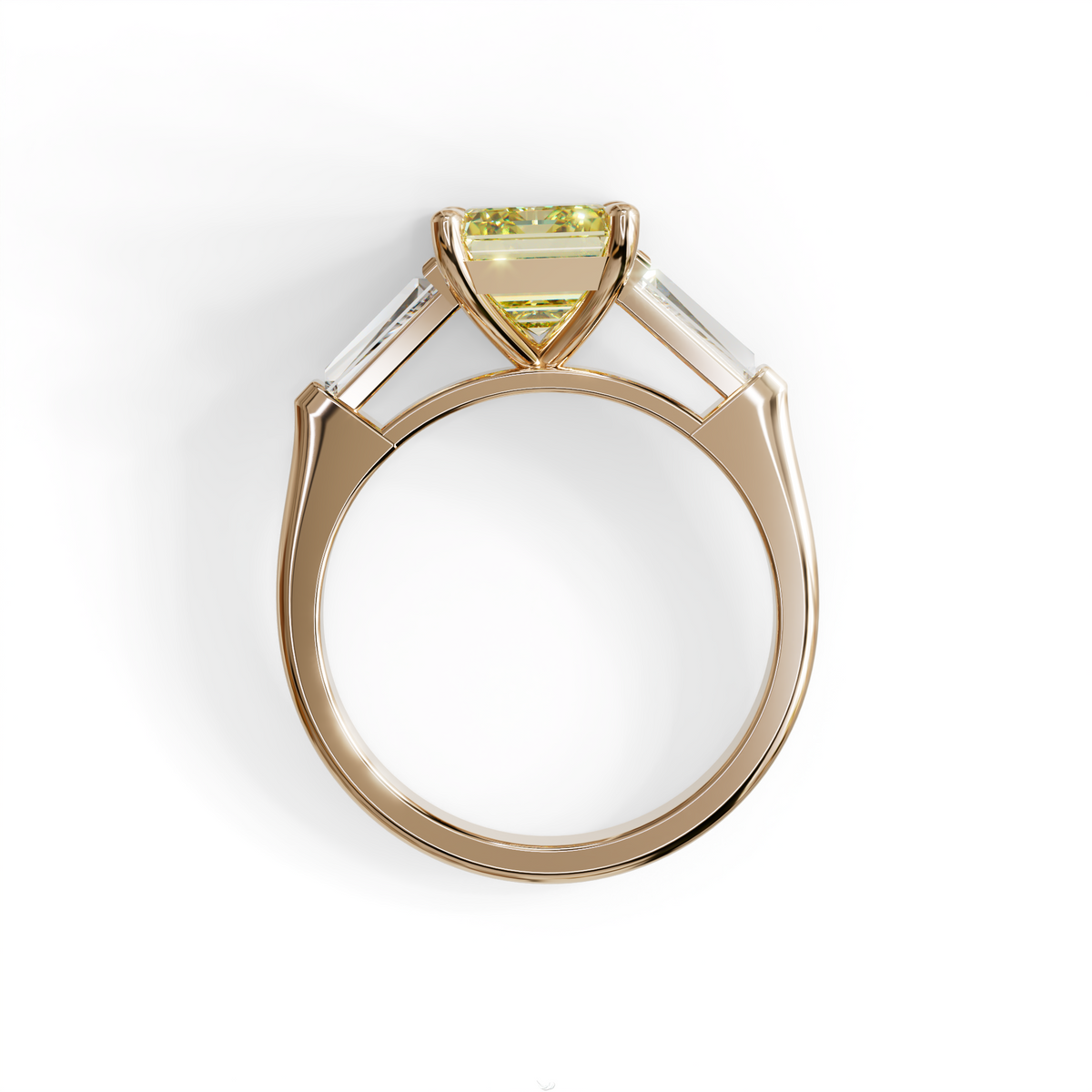 3 Carat Yellow Emerald & Tapered Baguette diamond ring