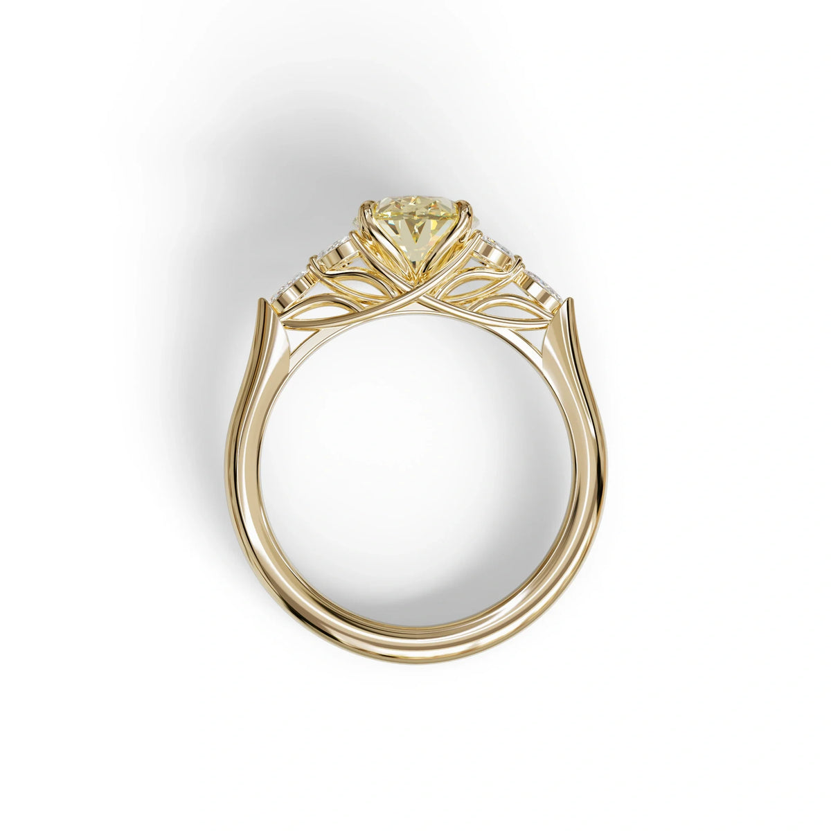 2.5 Carat Yellow Lab Grown Diamond Engagement Ring · Oval Cut Nature-Inspired | Halcyon - view 8