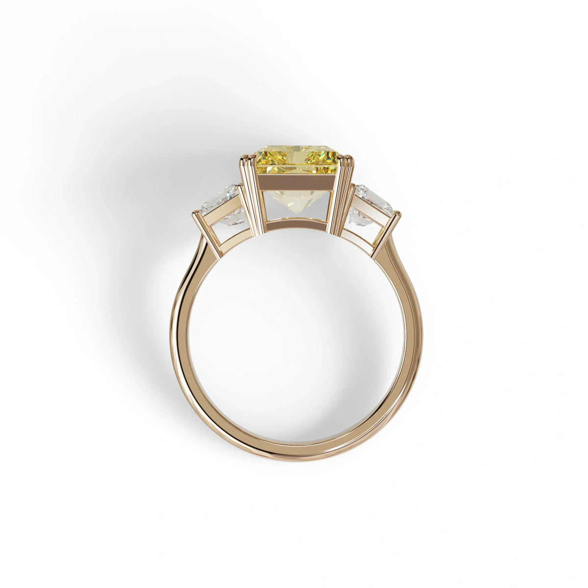 4 Carat Yellow Lab Grown Diamond Engagement Ring – Radiant Cut Three Stone | Tac