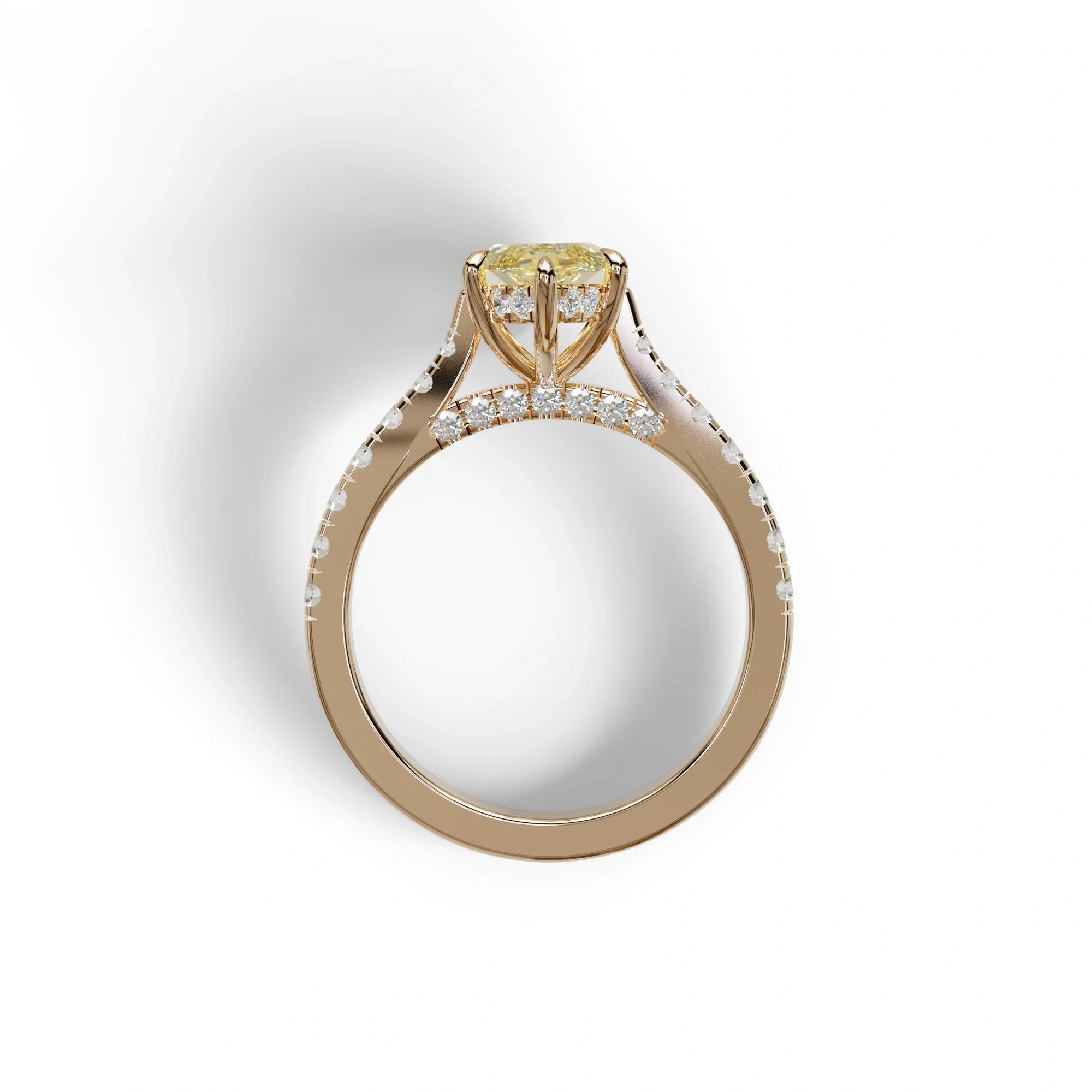 1.5 Carat Yellow Marquise Cut Lab Diamond Hidden Halo & Pave Ring - Ash