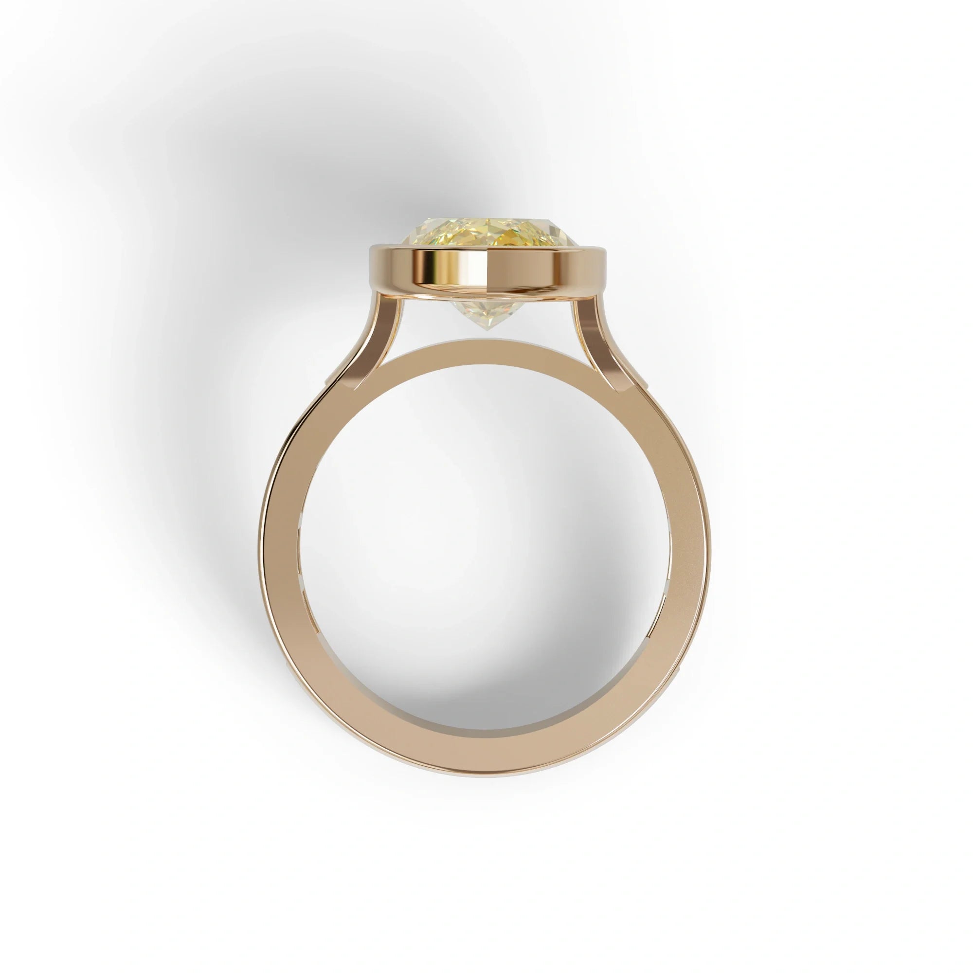 3 Ct Marquise Cut Yellow Color Lab Diamond Ring With Bezel Set - Kayla