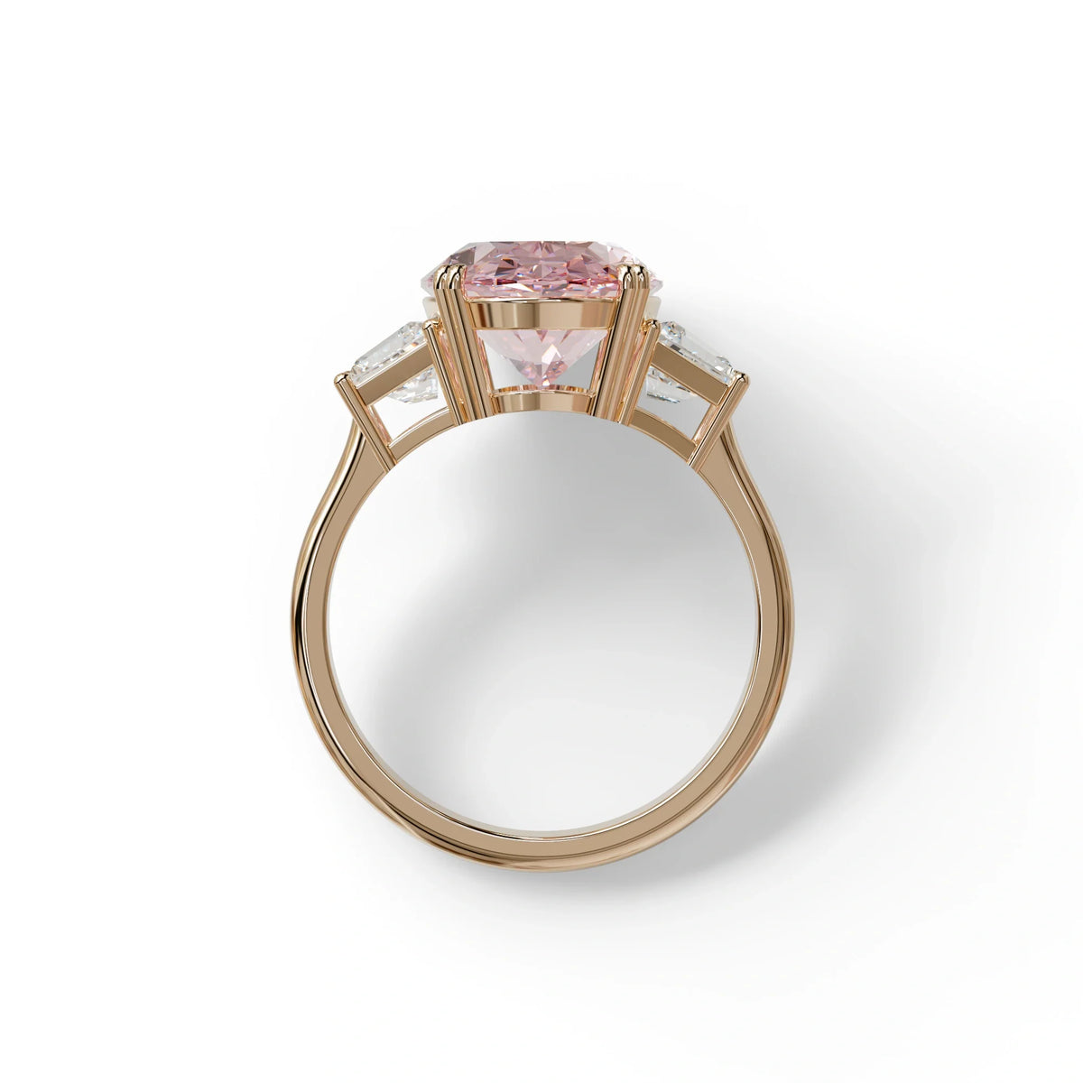 5 Carat Pink Lab Grown Diamond Engagement Ring · Oval Cut Three Stone | Solstice - view 8