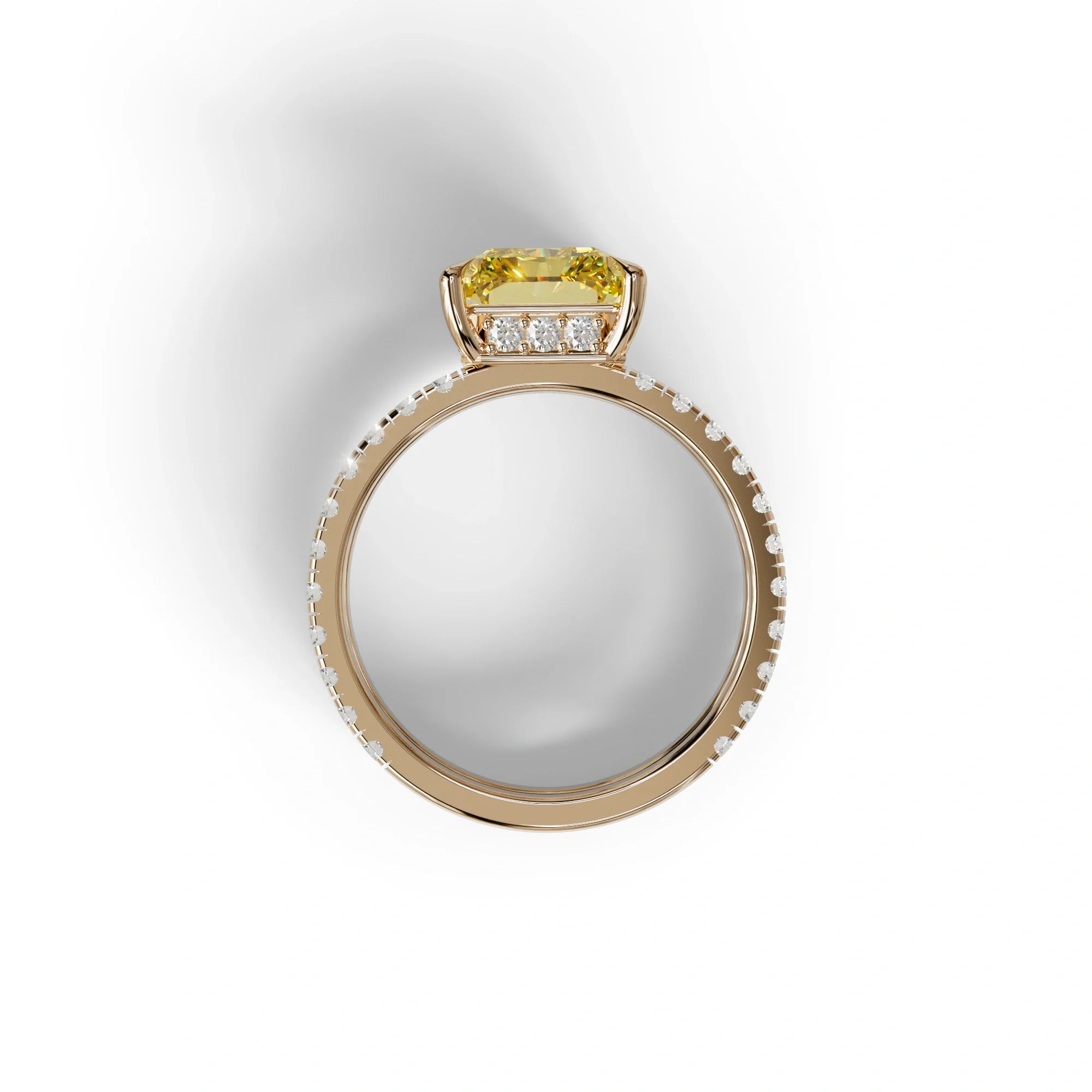Fancy Yellow Radiant Cut Lab Diamond Engagement Ring | Double Band Hidden Halo - Billie
