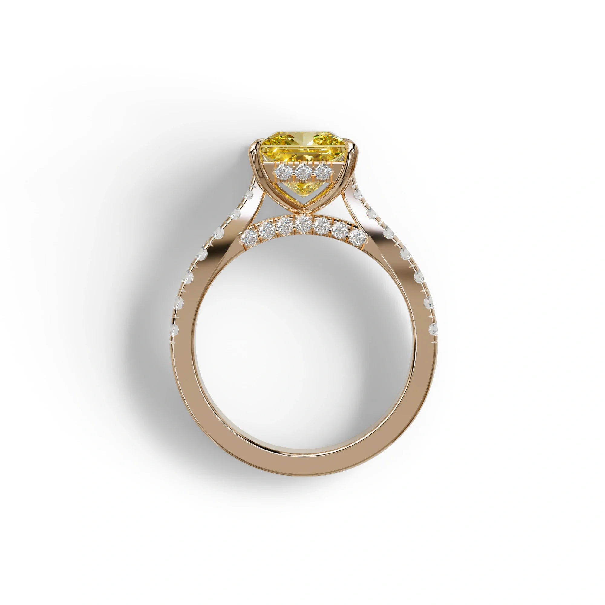 2.5 Carat Yellow Princess Cut Hidden Halo & Pave Lab Diamond Ring - Aries
