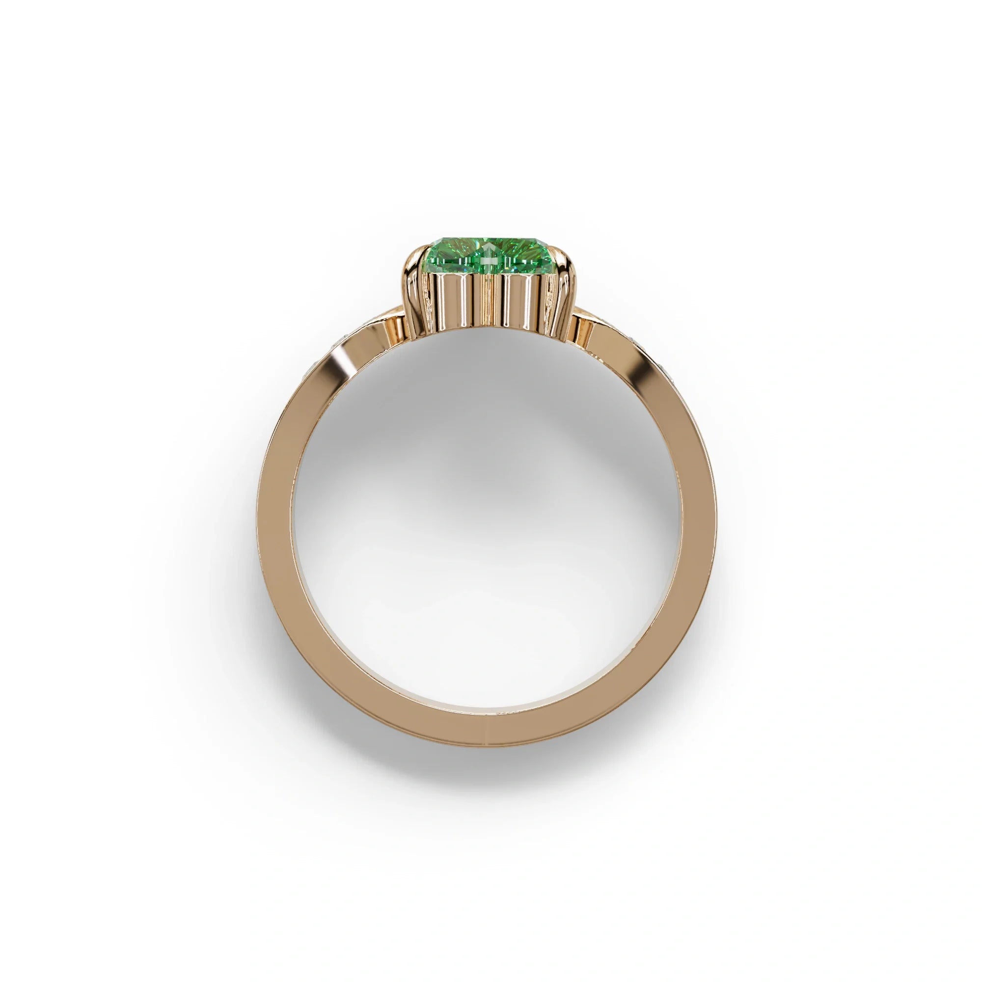 Green Heart Shape Lab Grown Diamond Engagement Ring - Moise