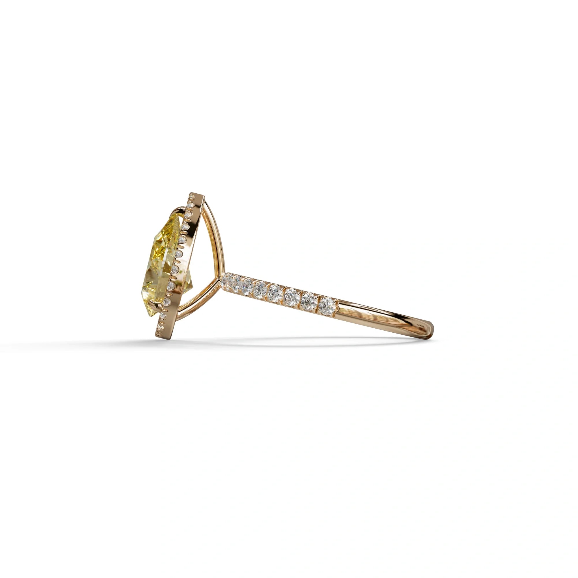 2 Carat Yellow Pear Cut Halo & Pave Lab Diamond Ring - Glam Deck