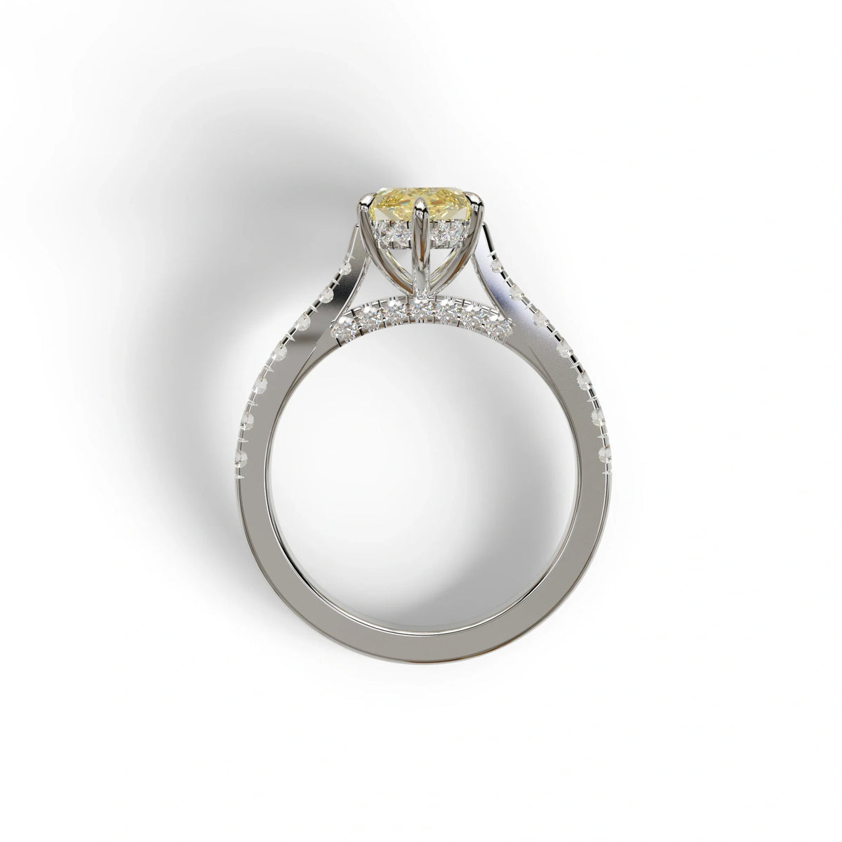 1.5 Carat Yellow Marquise Cut Lab Diamond Hidden Halo & Pave Ring - Ash