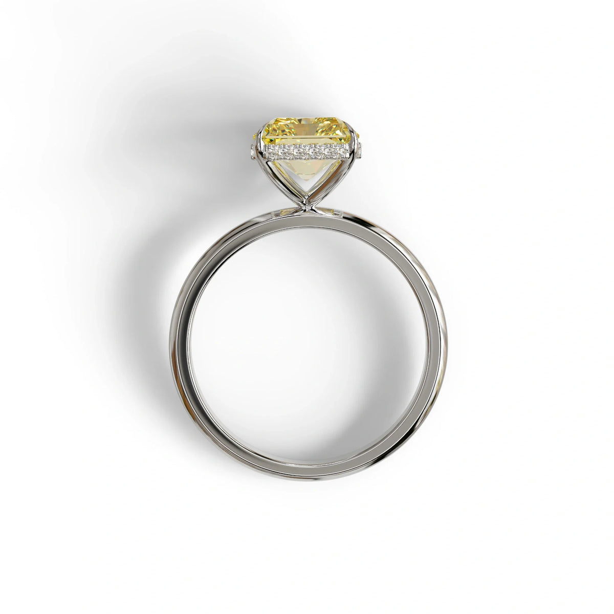 3 Carat Fancy Yellow Radiant Cut Hidden Halo Lab Grown Diamond Engagement Ring