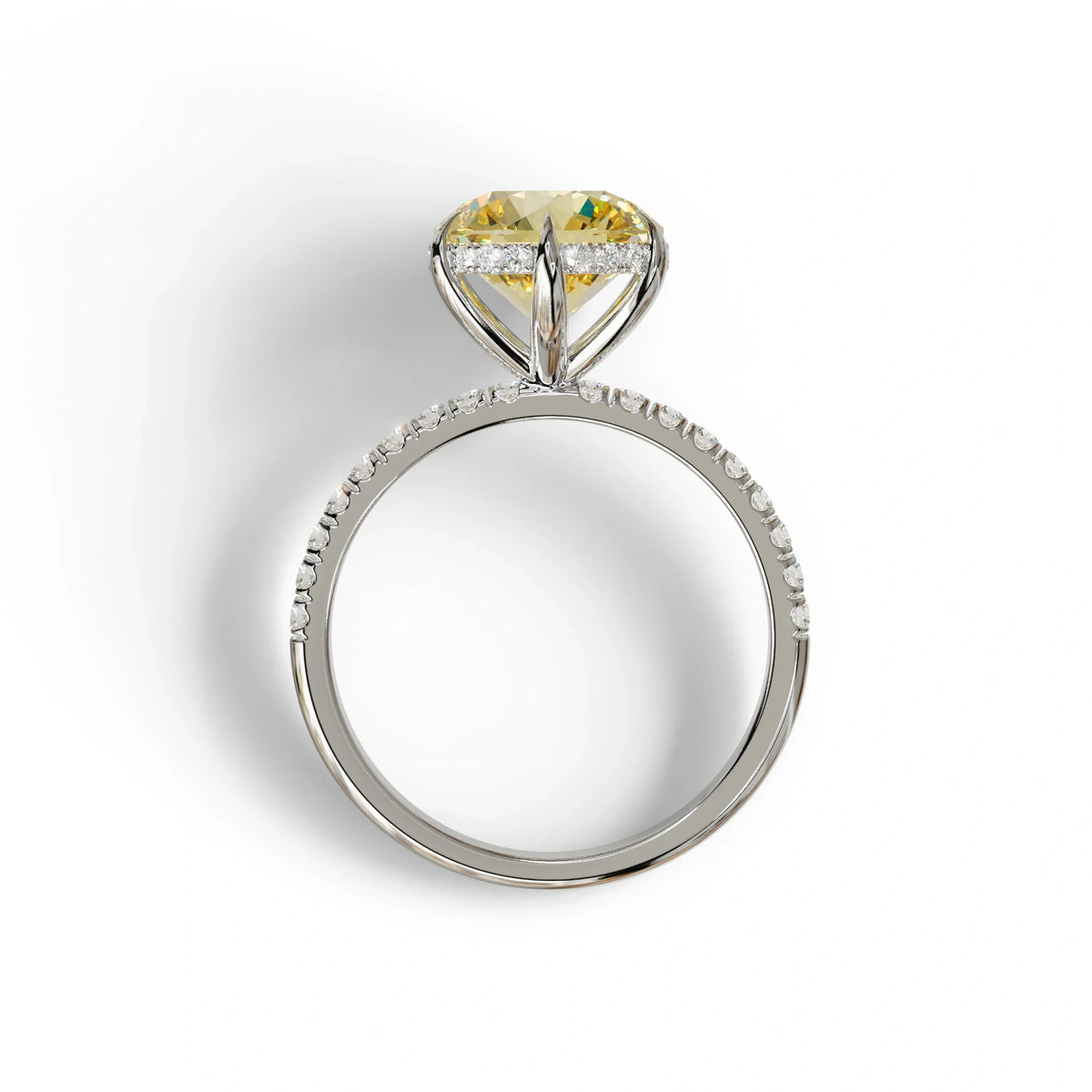 2.5 Carat Yellow Round Cut Hidden Halo & Pave Lab Diamond Ring - Hyper Saga