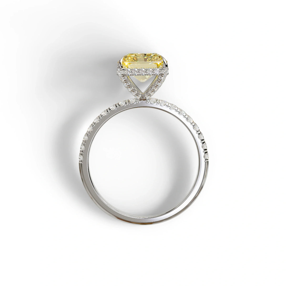 3 Ct Radiant Cut Yellow Color Lab Diamond Ring - Monica
