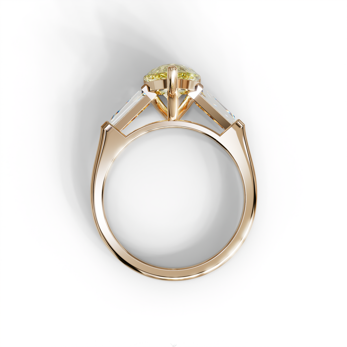 3 Carat Pear Cut Yellow Lab Diamond Engagement Ring - Bella