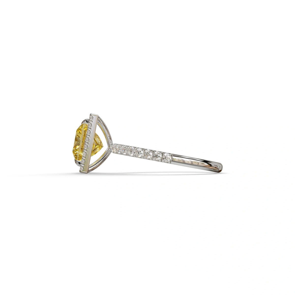 2 Carat Yellow Princess Cut Halo & Pave Lab Diamond Ring - Diamond Prime