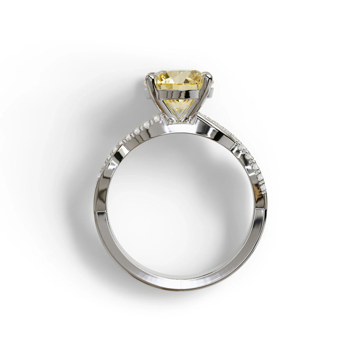 3 Carat Yellow Round Cut Lab Diamond Ring - Infinity Cross