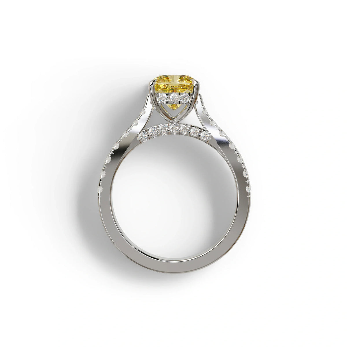 2 Carat Yellow Cushion Cut Lab Diamond Engagement Ring - Leo