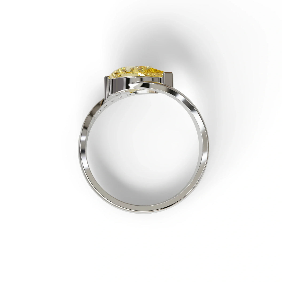 1 Carat Yellow Pear Cut Unique Lab Grown Diamond Ring - Capricorn