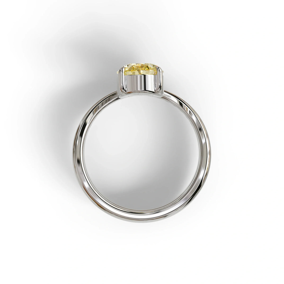 2 Carat Fancy Yellow Oval Cut Lab Grown Diamond Ring | Curve Setting - Brilliance