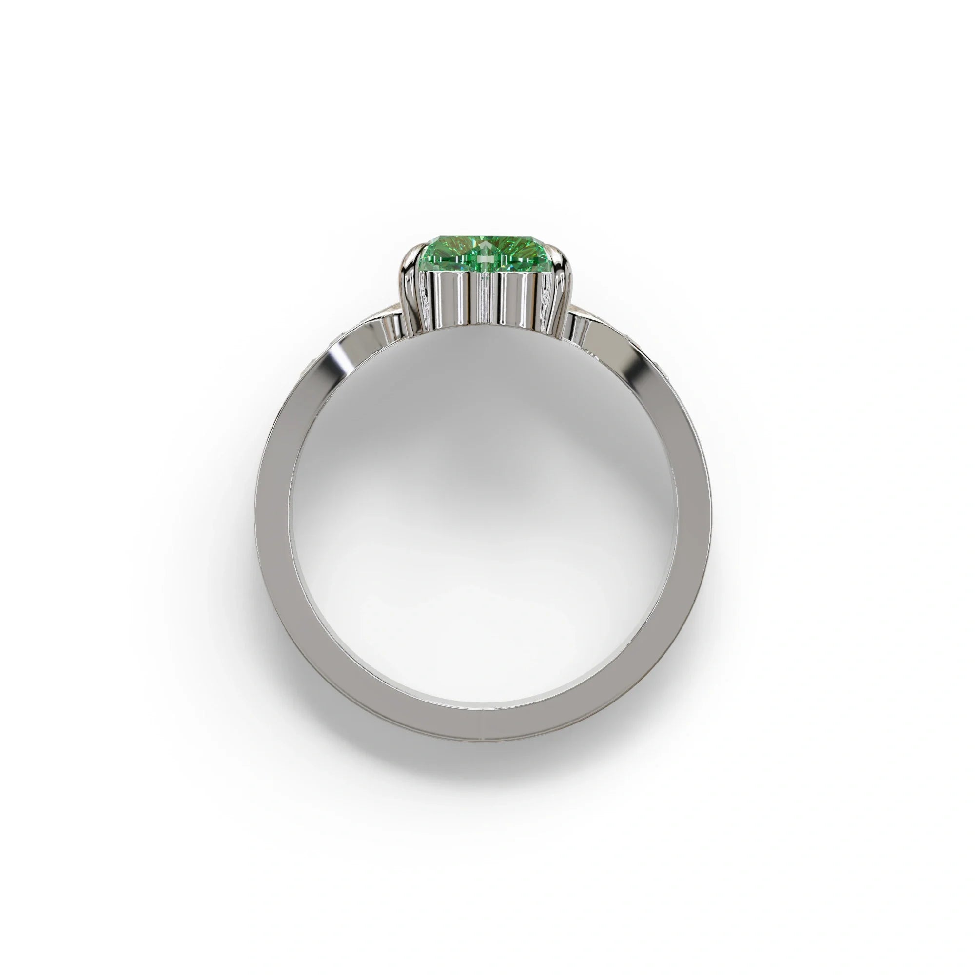 Green Heart Shape Lab Grown Diamond Engagement Ring - Moise