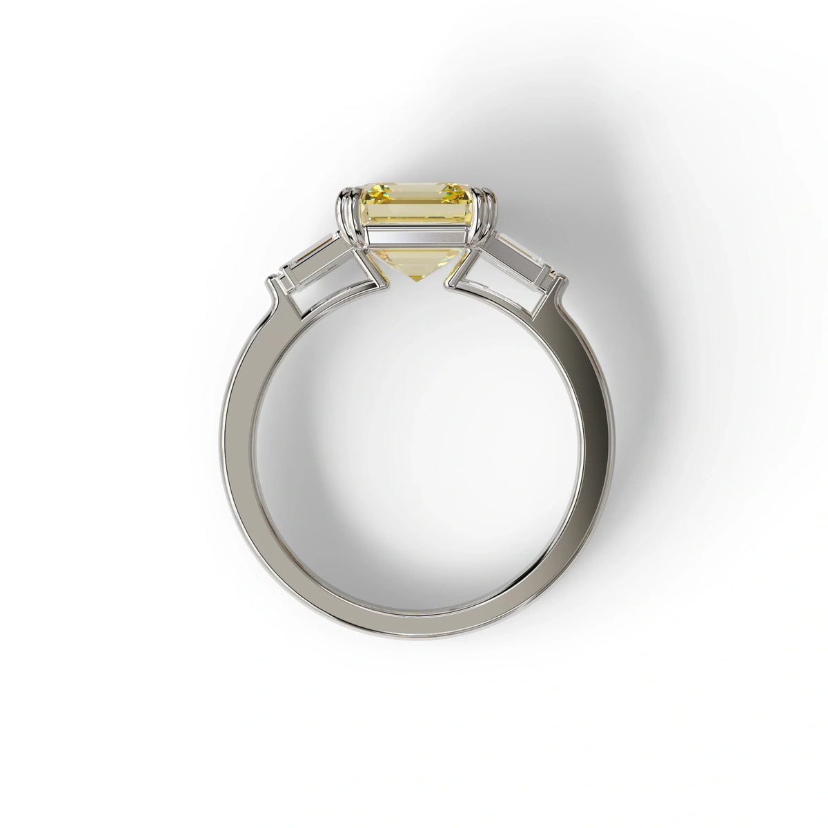 3 Ct Yellow Asscher Cut Lab Diamond Double Claw Prong Setting Ring -Celestial