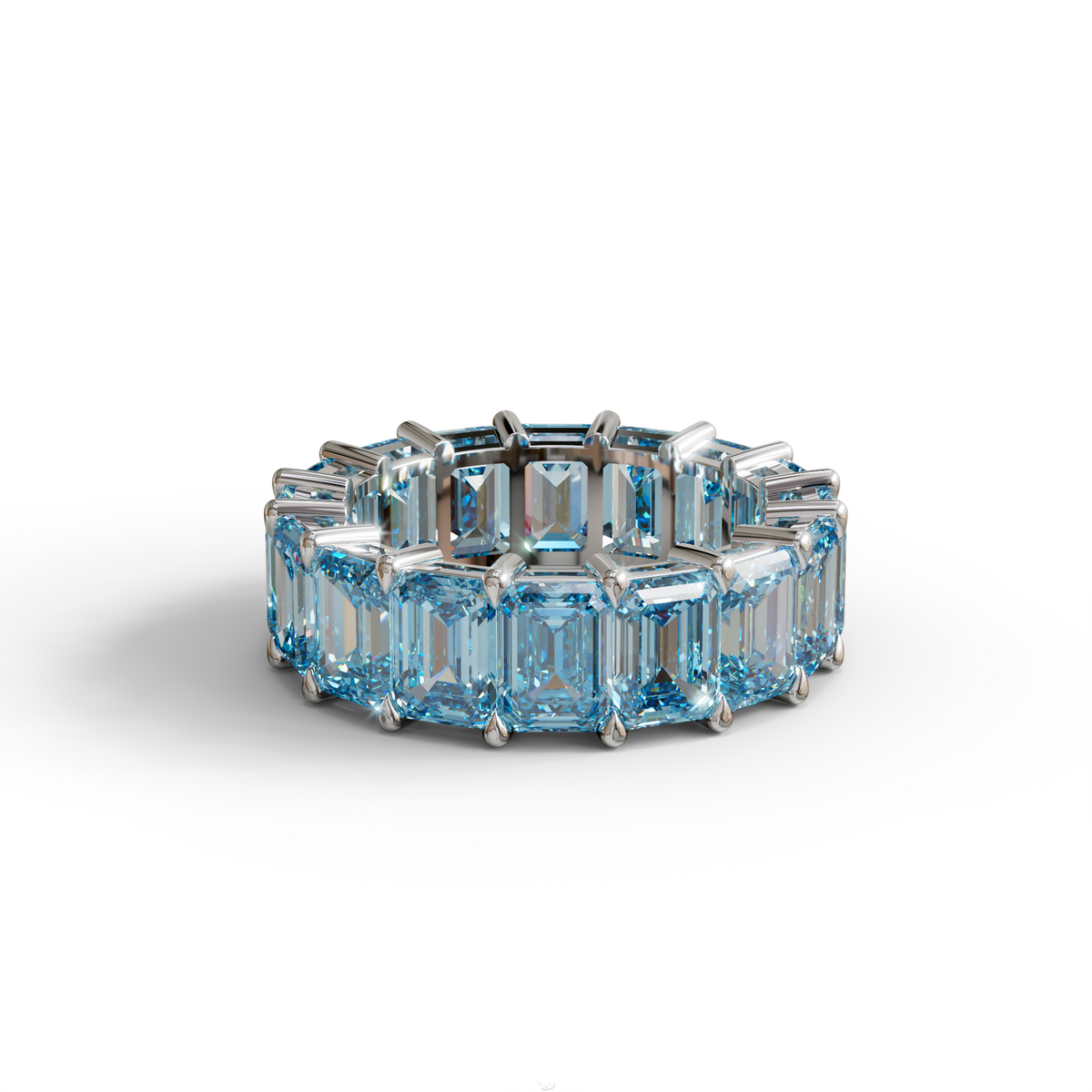 Lab‑Grown Blue Emerald‑Cut Diamond Band – Classic Full‑Eternity Style