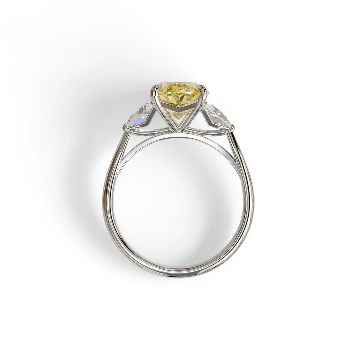 3Ct Yellow Oval Cut Lab Grown Diamond Three Stone Engagement Ring - Myza
